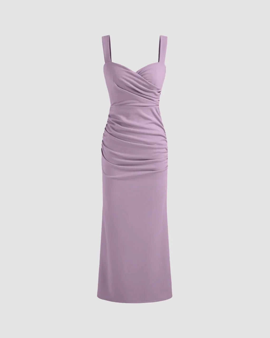 Lilac V-Neck Fishtail Midi Dress