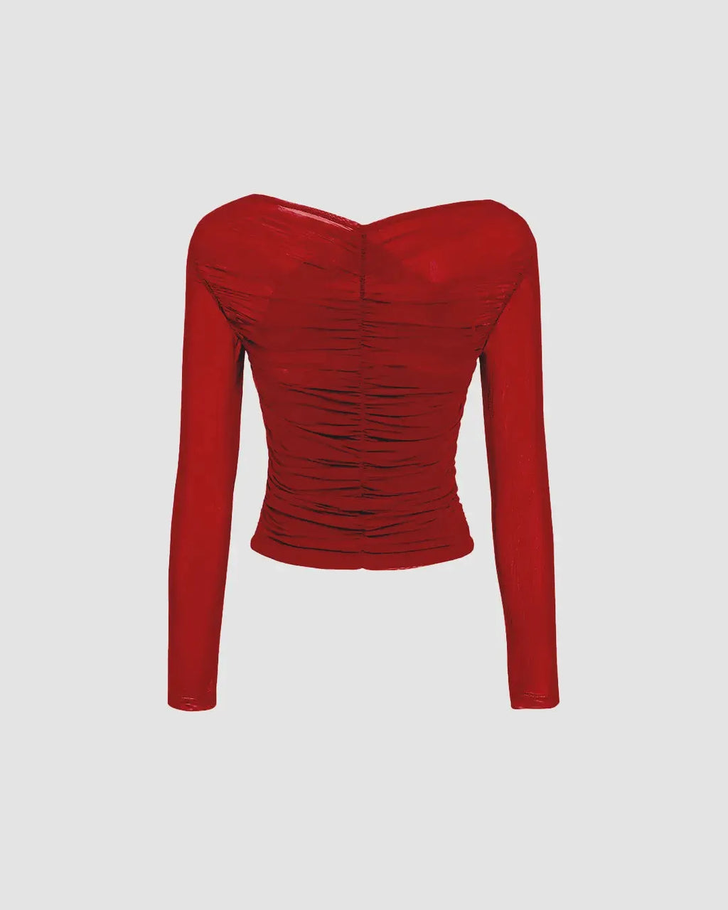 Long Sleeve Off-Shoulder Draped Wrap Top in Red