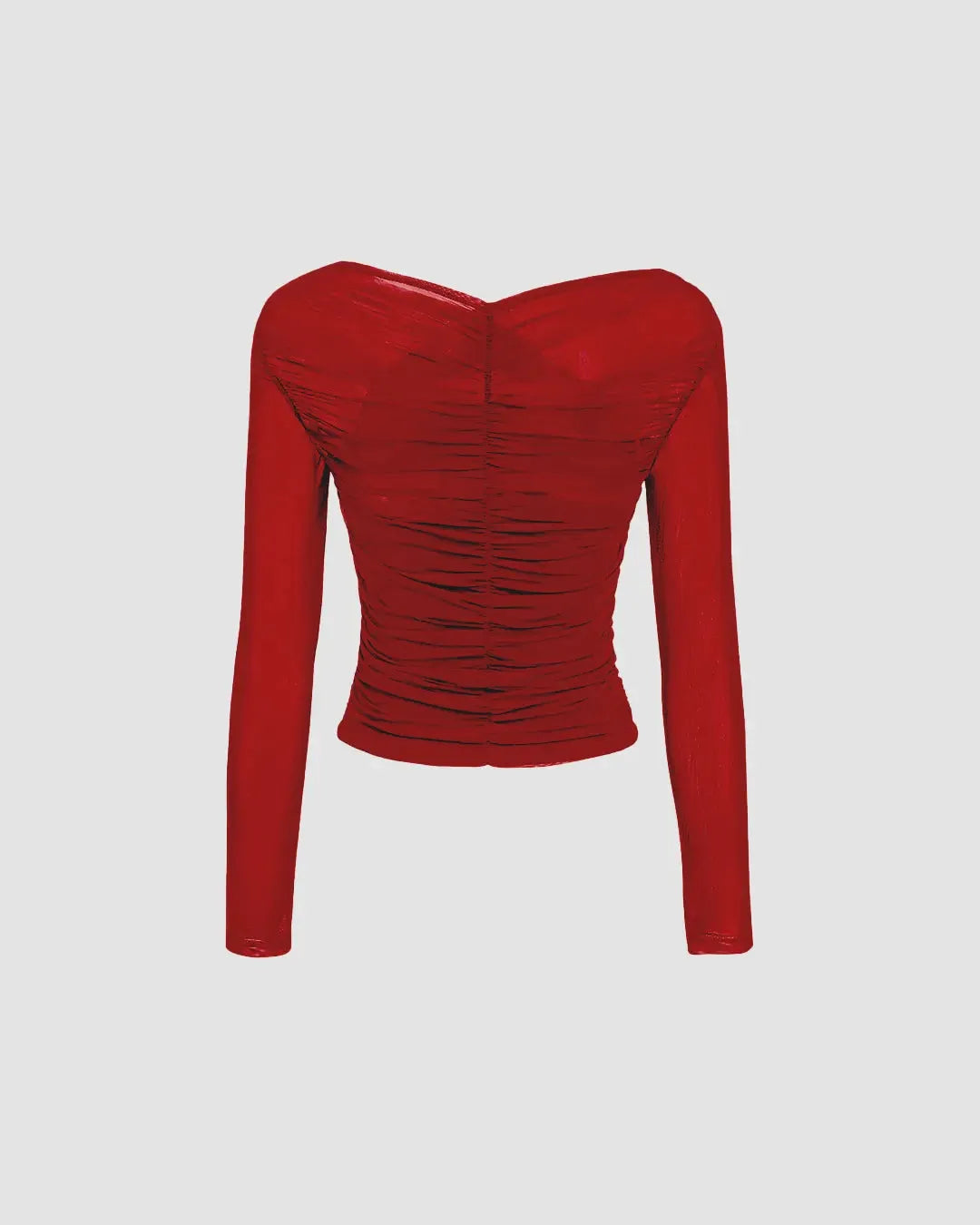 Long Sleeve Off-Shoulder Draped Wrap Top in Red