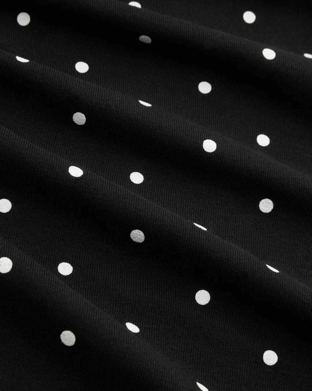 Long Sleeve Polka Dot Fit and Flare Mini Dress in Black