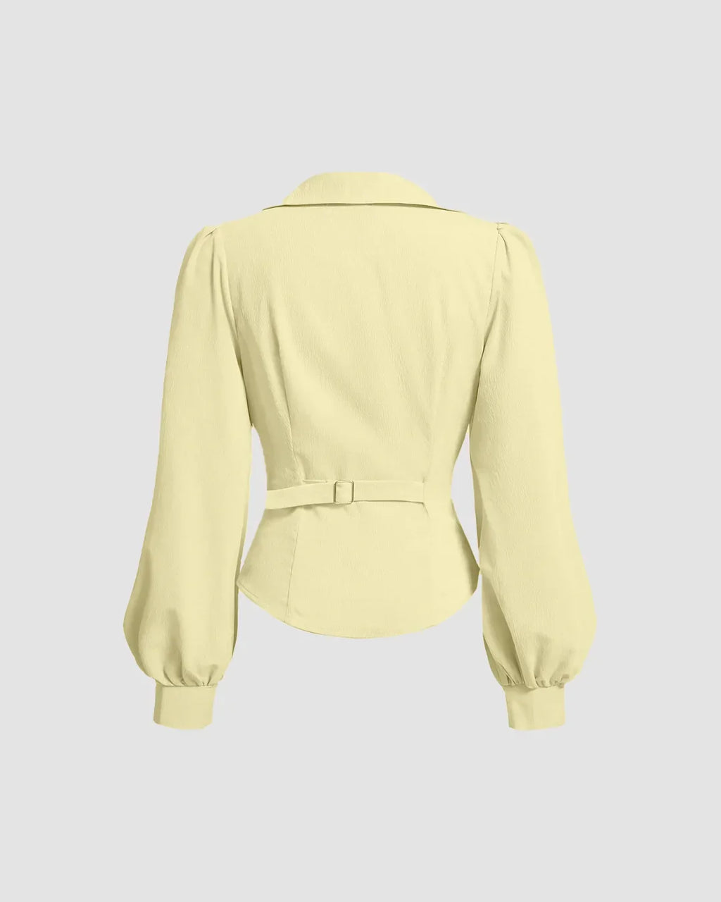 Long Sleeve V Neck Wrap Style Solid Top in Yellow