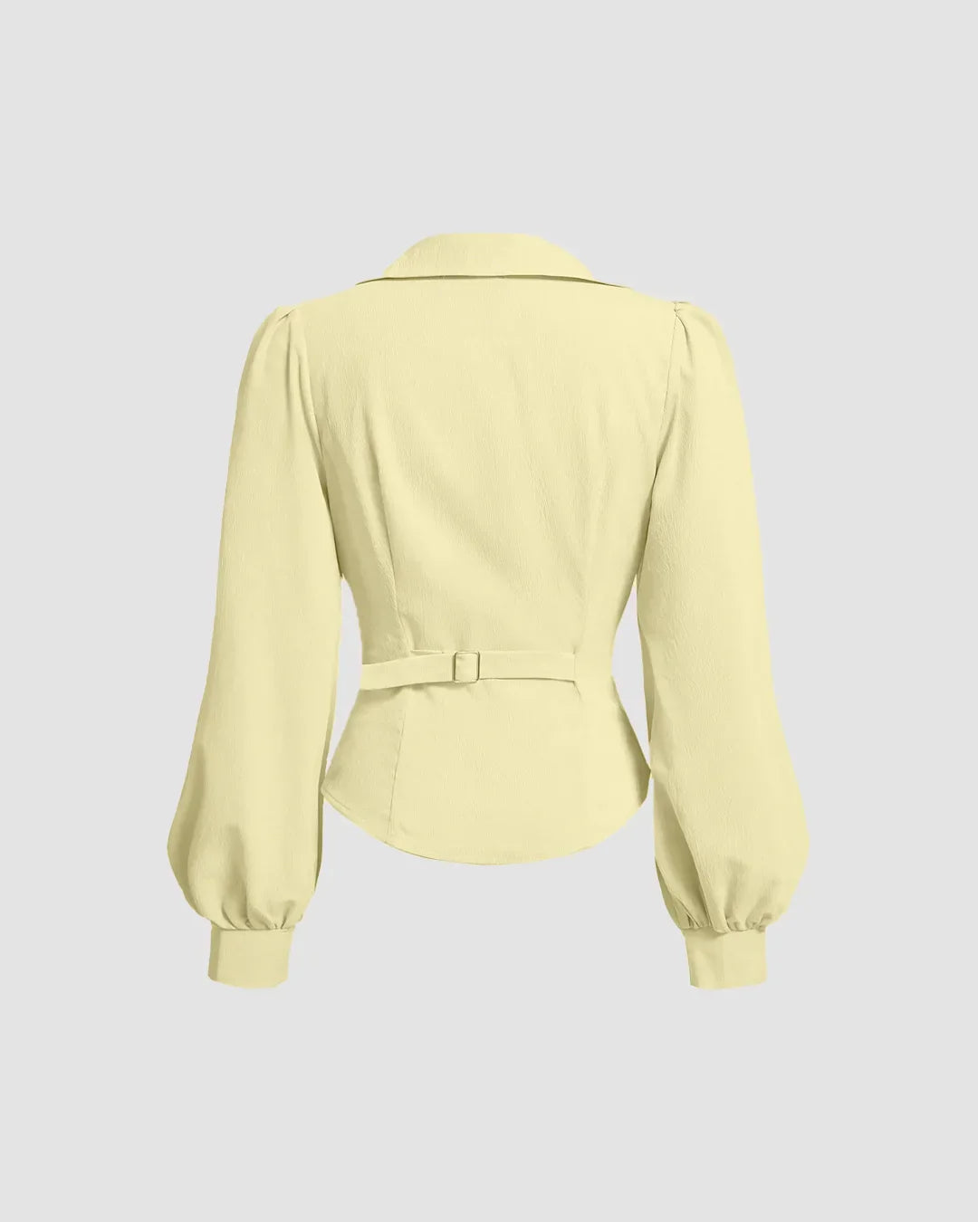 Long Sleeve V Neck Wrap Style Solid Top in Yellow