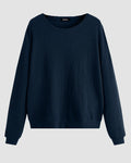 Lounge Crew Neck Ribbed Full Sleeve Sweatshirt in Navy Blue