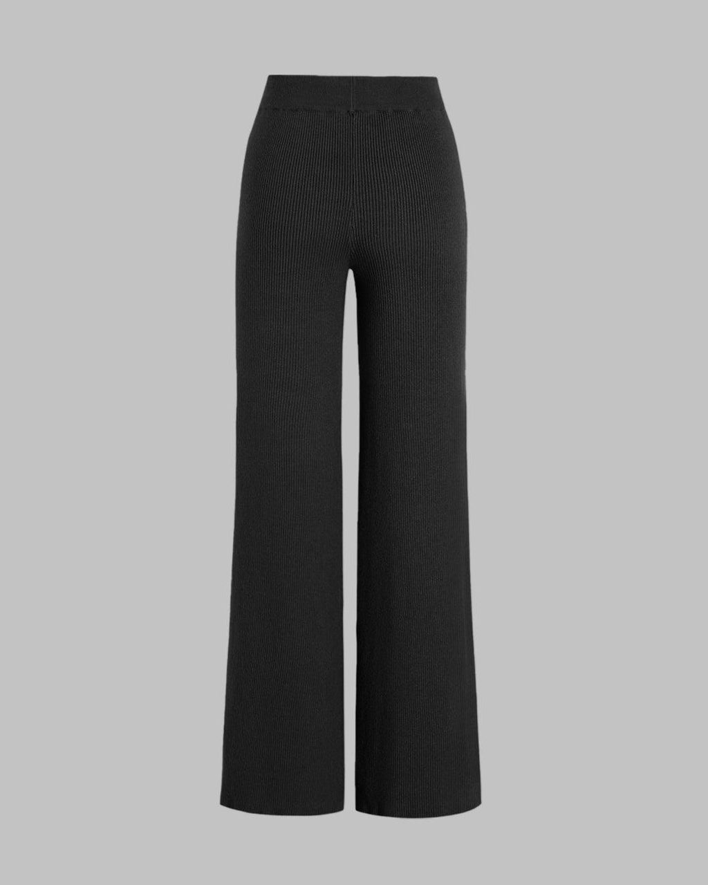 Lounge Ribbed High Rise Wide Leg Pants in Black