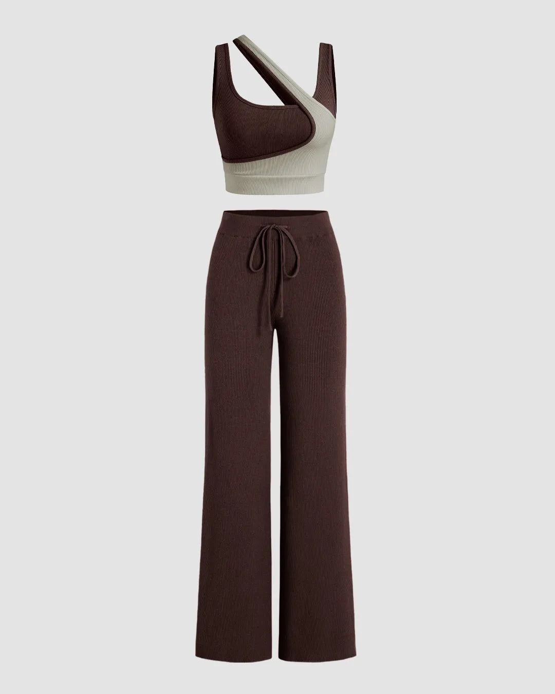 Loungewear Basics Summer Matching Set In Brown