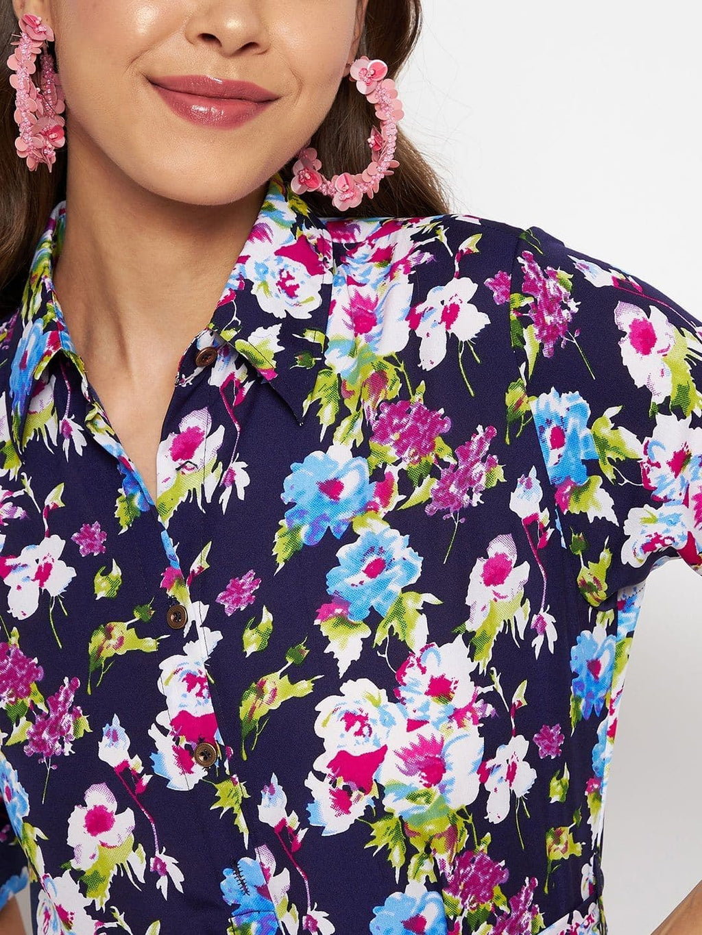 Collar Buttoned Down Shirt Maxi Dress