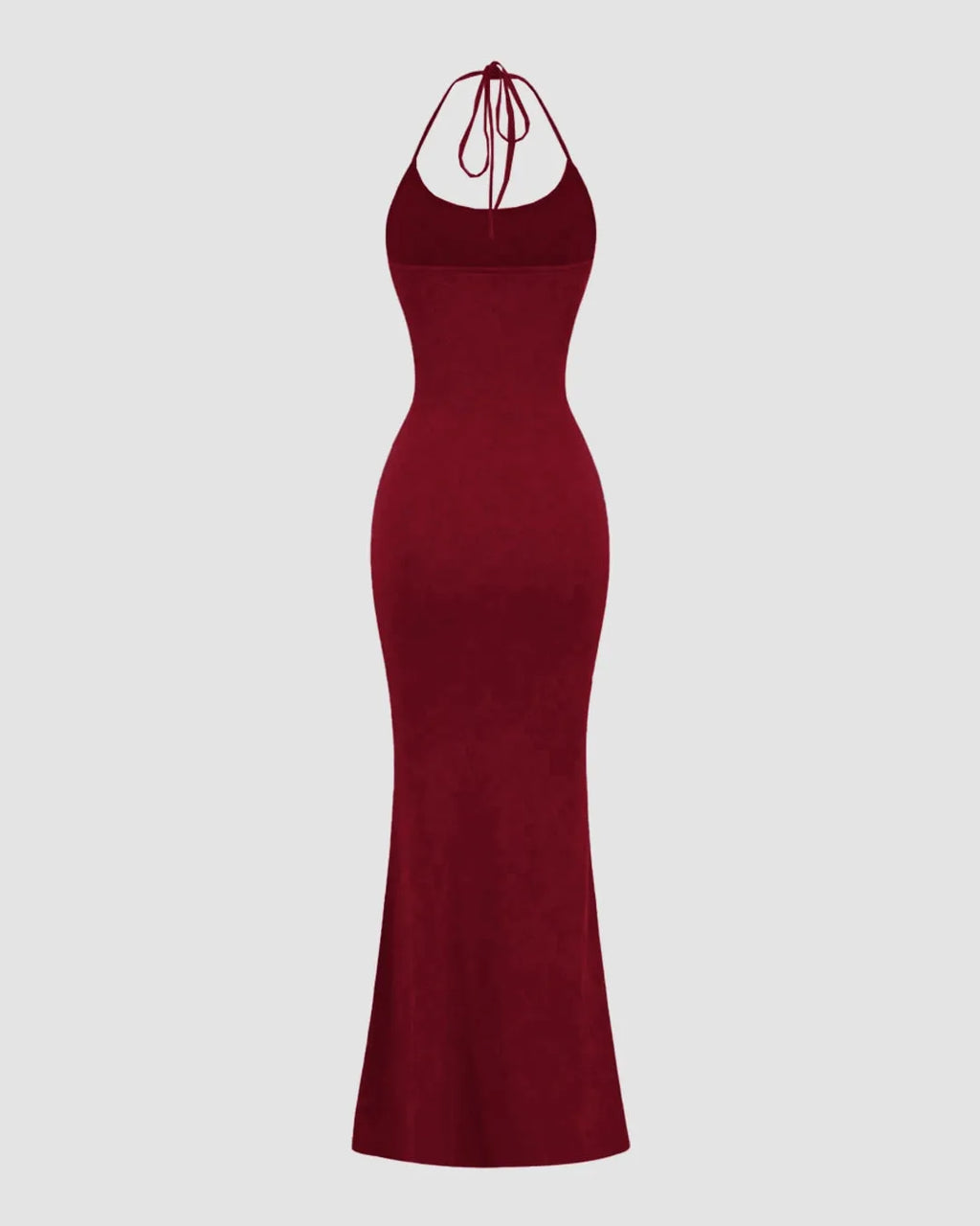 Halter Neck Bodycon Dress with Open Back in Maroon