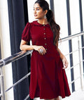 Solid Peterpan Collar Skater Dress - Pinkkup