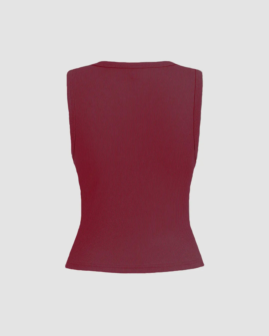 Maroon Sleeveless Ribbed Button-Front Top