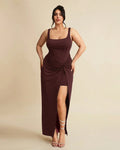 Maroon Wrap Front Corset Style Maxi Dress Curve & Plus