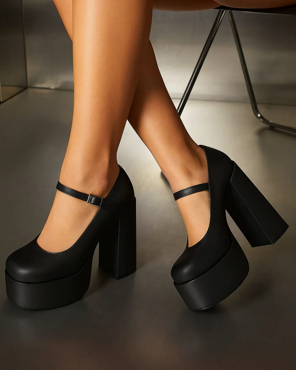 Mary Jane Platform Pump In Black