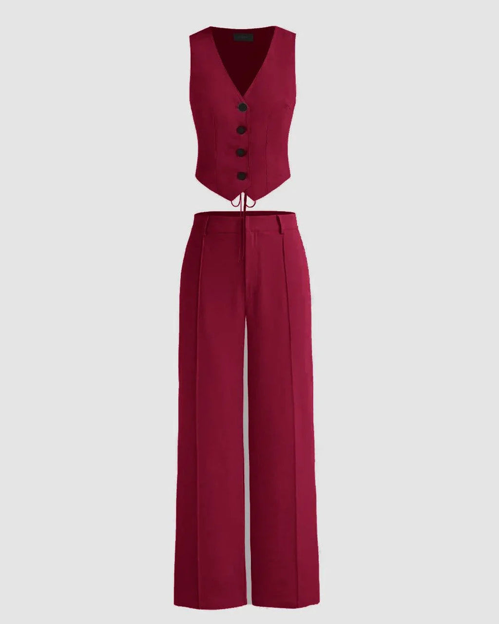 Matching Set of Vest Coat and Trouser in Burgundy
