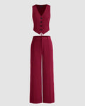 Matching Set of Vest Coat and Trouser in Burgundy