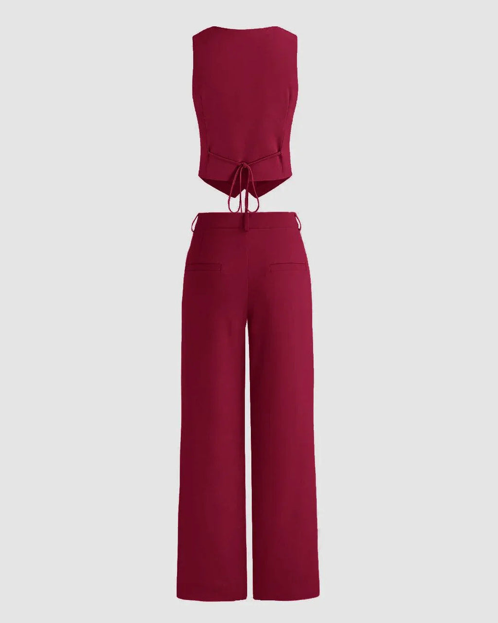 Matching Set of Vest Coat and Trouser in Burgundy