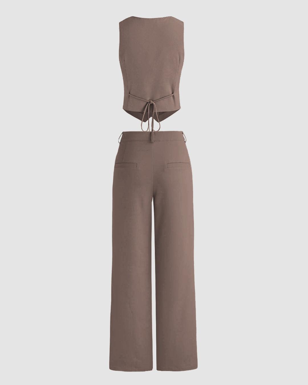 Matching Set of Vest Coat and Trousers in Cappuccino