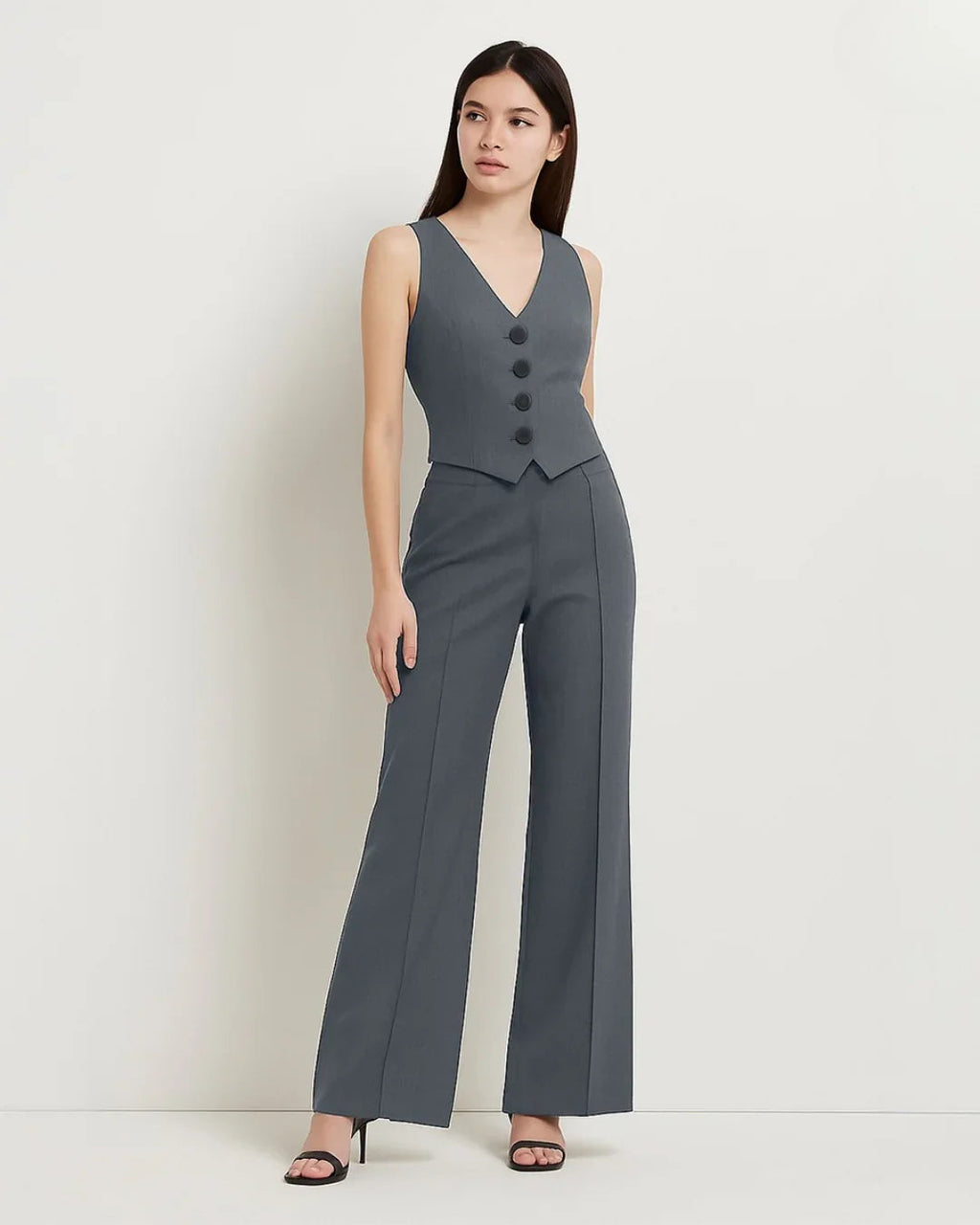 Matching Set of Vest Coat and Trousers in Grey