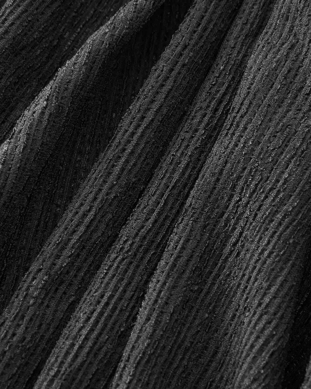 Texture Side Tied Black Mini Dress