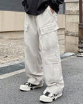 Men Fashion Multi Pocket Casual Breathable Baggy Cargo Pants In Apricot