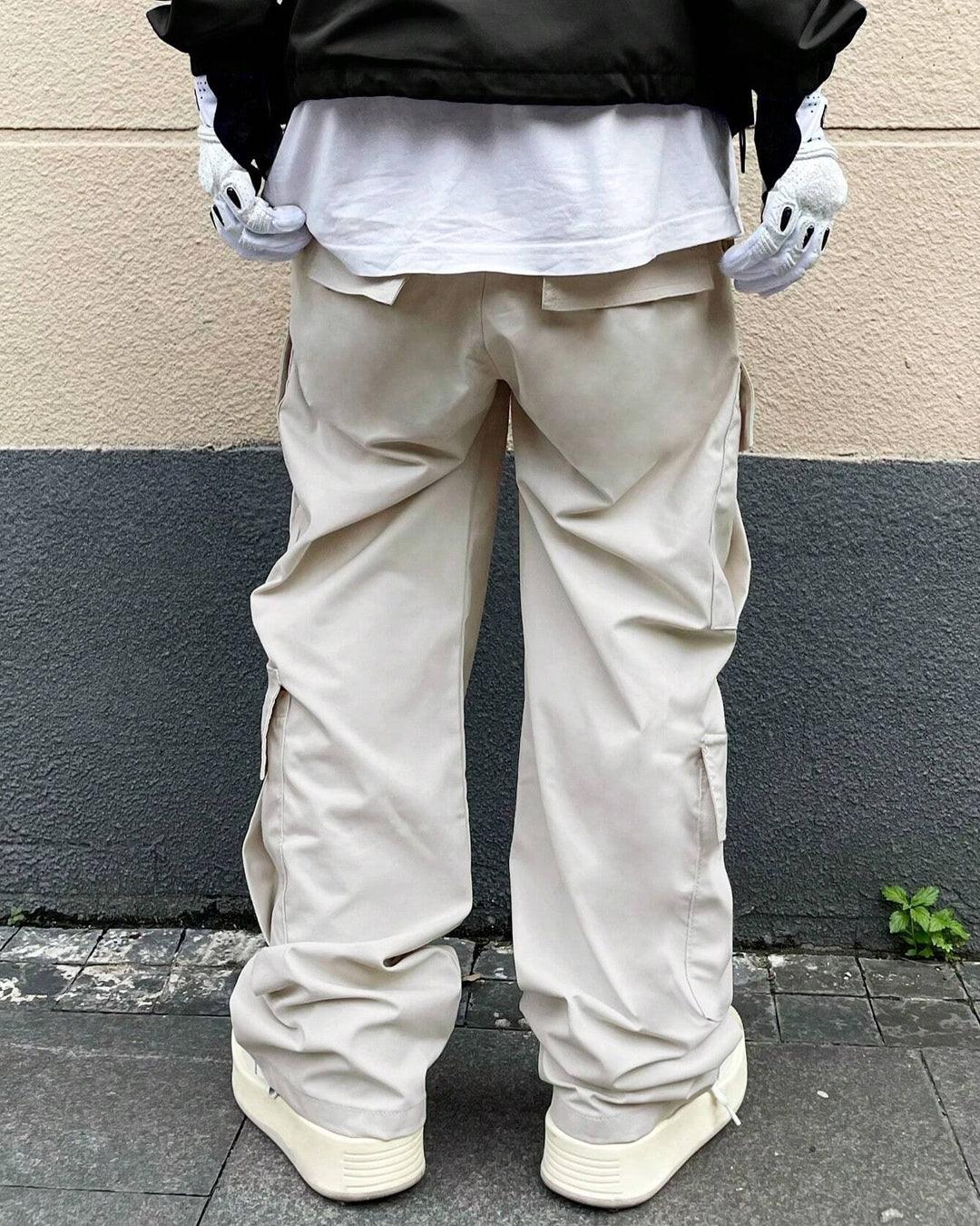 Men Fashion Multi Pocket Casual Breathable Baggy Cargo Pants In Apricot