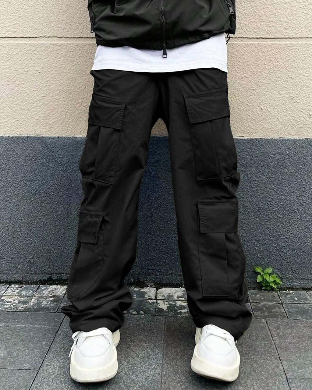 Men Fashion Multi Pocket Casual Breathable Baggy Cargo Pants In Black