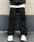 Men Fashion Multi Pocket Casual Breathable Baggy Cargo Pants In Black