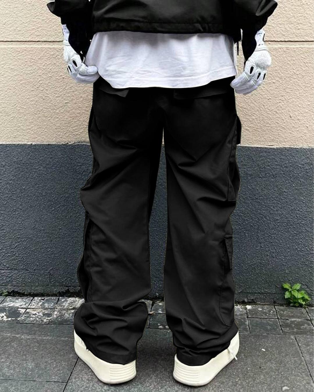 Men Fashion Multi Pocket Casual Breathable Baggy Cargo Pants In Black