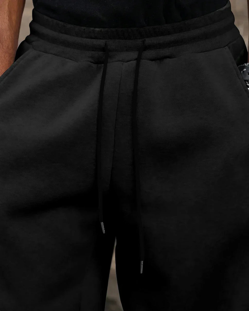 Men Oversized Drawstring Sweat Pants in Black