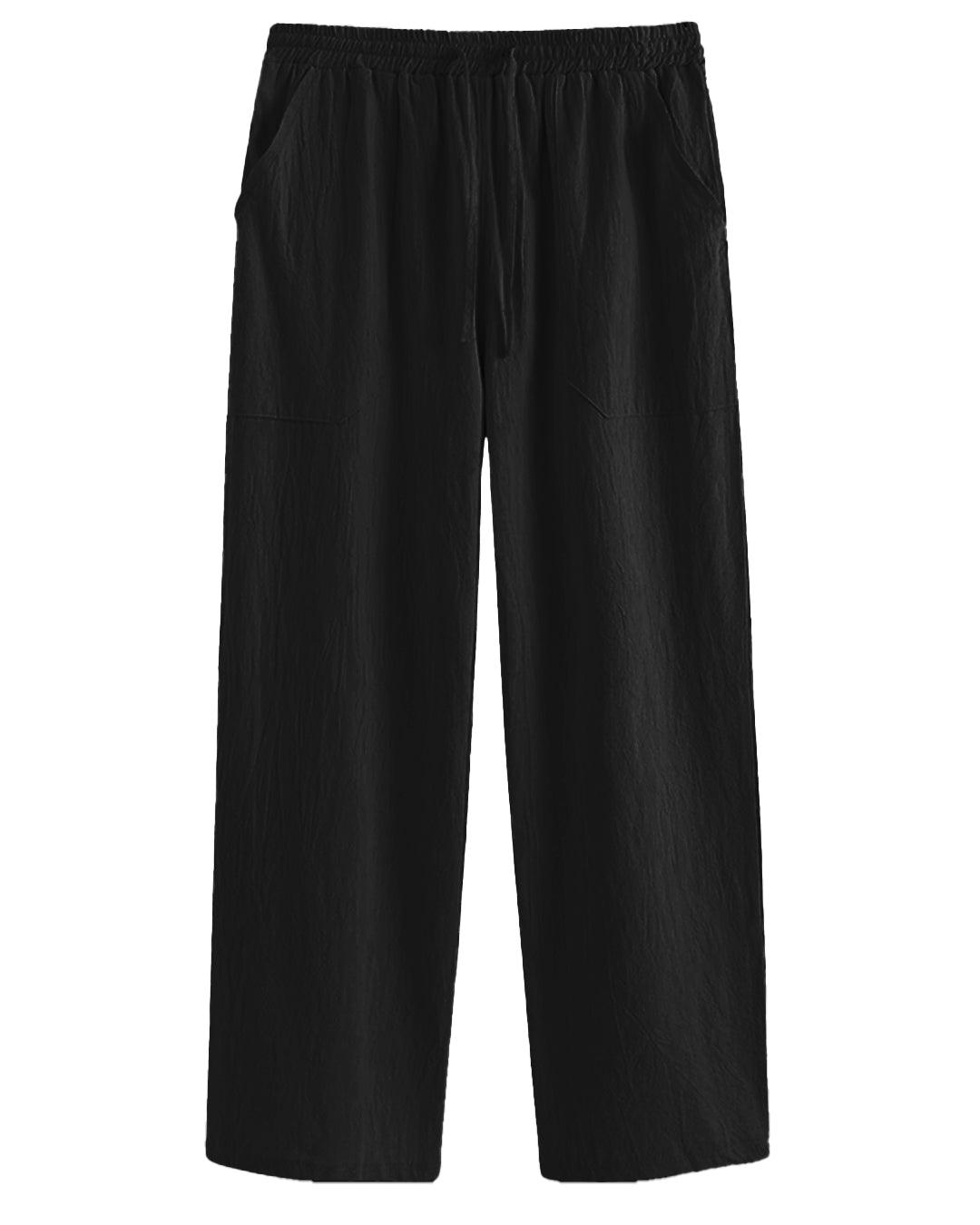 Men Two Piece Outfits Summer Comfortable Casual Short Sleeves Shirt And Pant In Black Without Tee