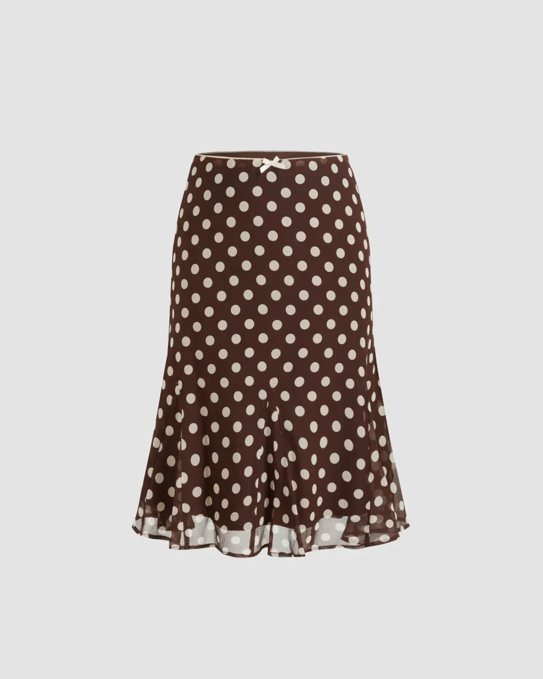 Mesh Low Rise Polka Dot Bowknot Mermaid Skirt