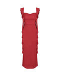 Mesh Ruffle Red Maxi Dress