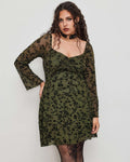 Mesh Sweetheart Neckline Floral Knotted Mini Dress Curve & Plus