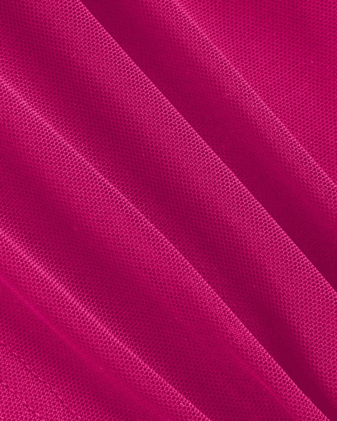 Mesh V-Neck Ruched Strappy Hot Pink Crop Top