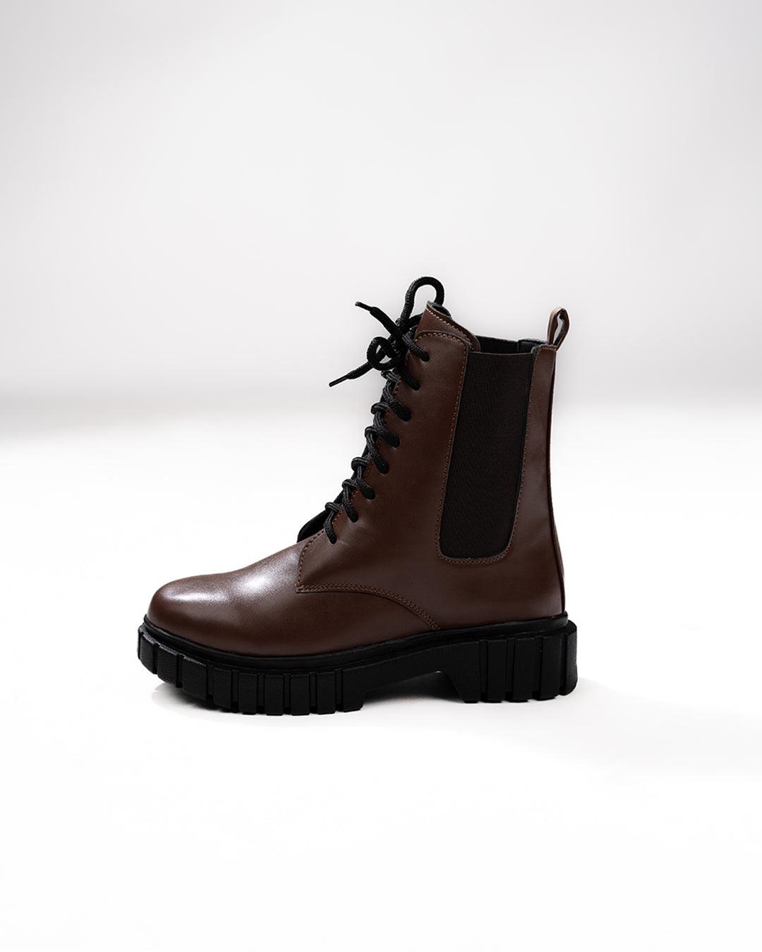 Mid Calf Lace Up Motorcycle Combat Shoes