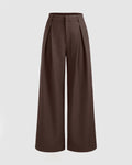 Mid Rise Solid Pocket Straight Leg Trousers In Coco Brown