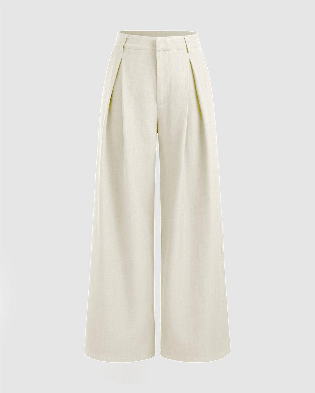 Mid Rise Solid Pocket Straight Leg Trousers In Off-White