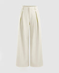 Mid Rise Solid Pocket Straight Leg Trousers In Off-White