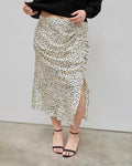 Middle Waist Leopard Print Ruffle Maxi Skirt Curve & Plus