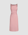 Minimal Cowl Neck Bodycon Dress in Dusty Pink