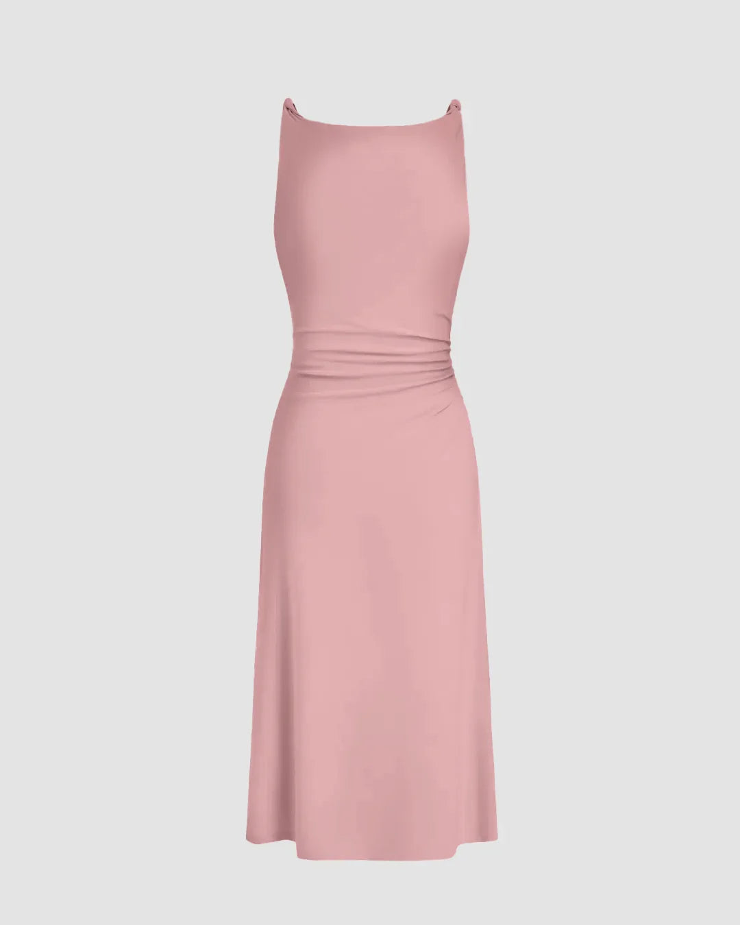 Minimal Cowl Neck Bodycon Dress in Dusty Pink