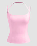 Minimalist Square Neck Cami Top in Prism Pink