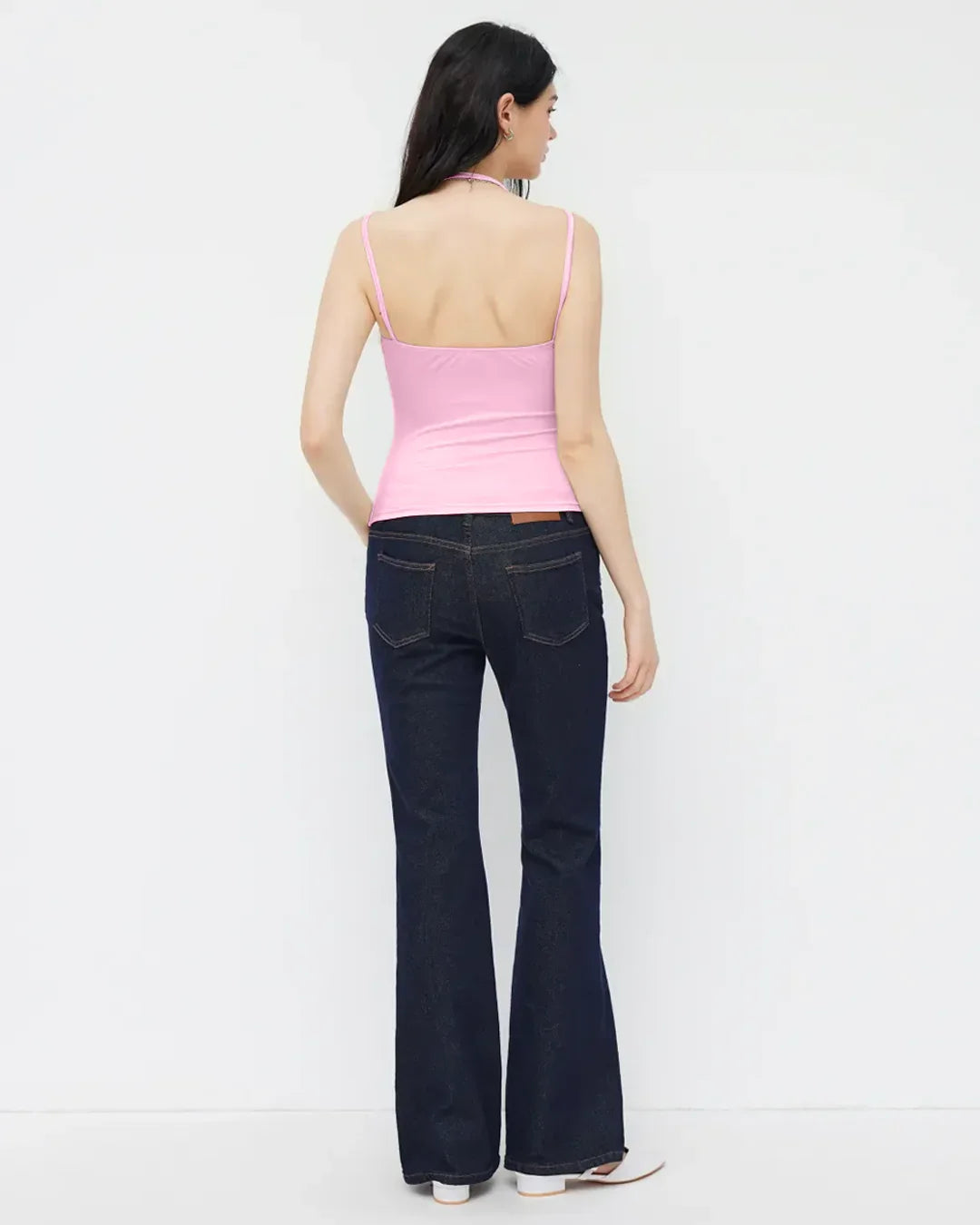 Minimalist Square Neck Cami Top in Prism Pink