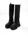 Motorcycle Side Zipper Chunky Sole Knee Boots