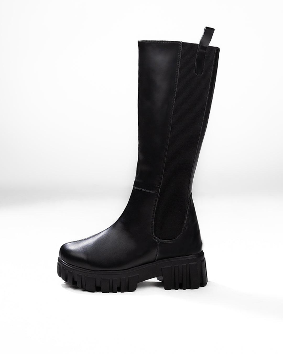 Motorcycle Side Zipper Chunky Sole Knee Boots