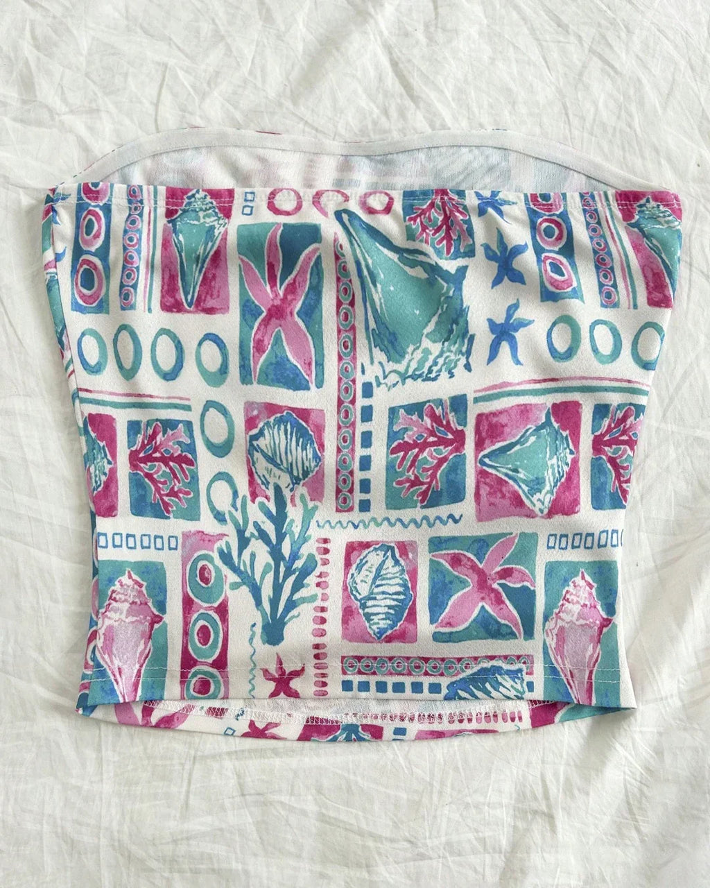Multicolor Abstract Print Strapless Tube Top