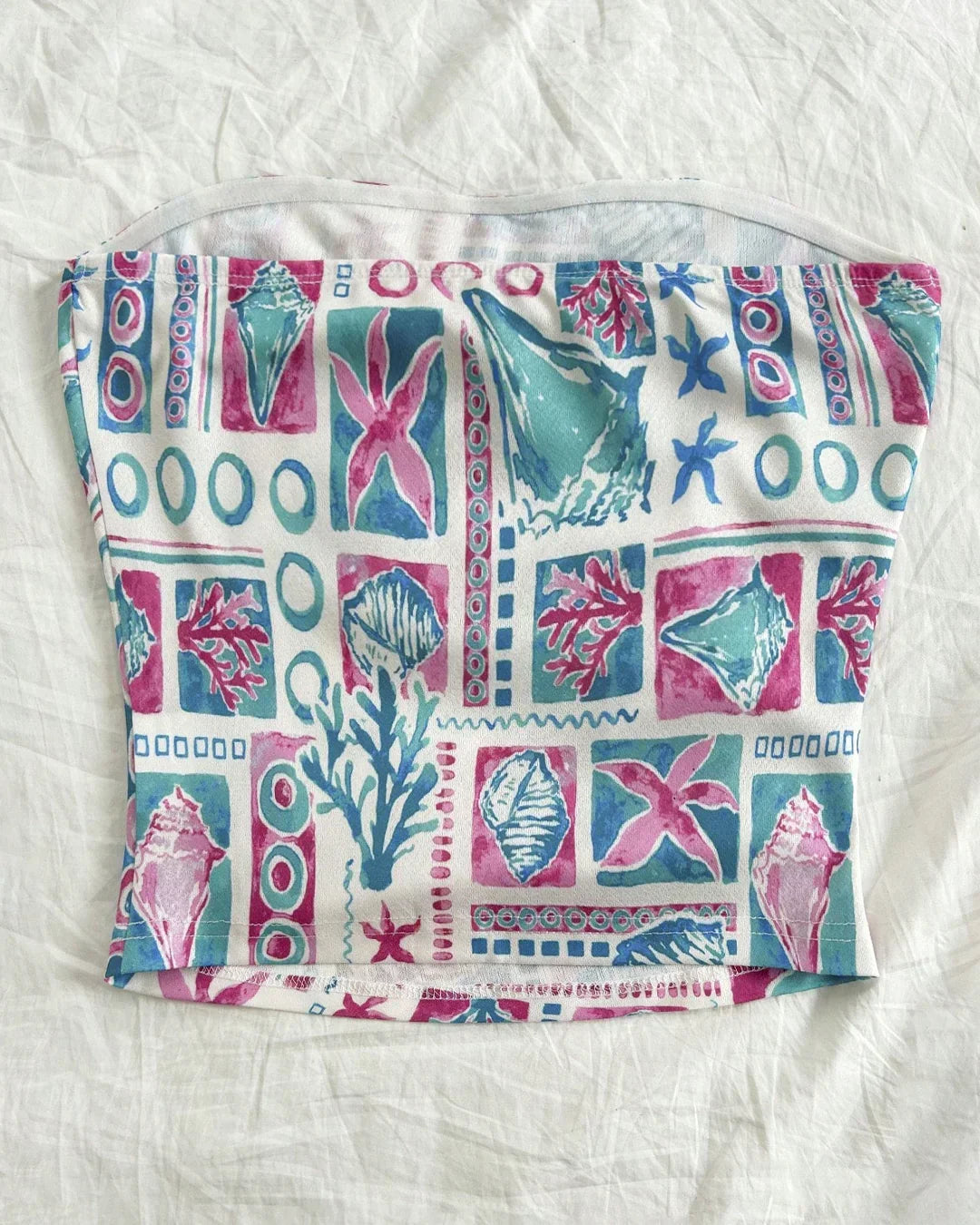 Multicolor Abstract Print Strapless Tube Top