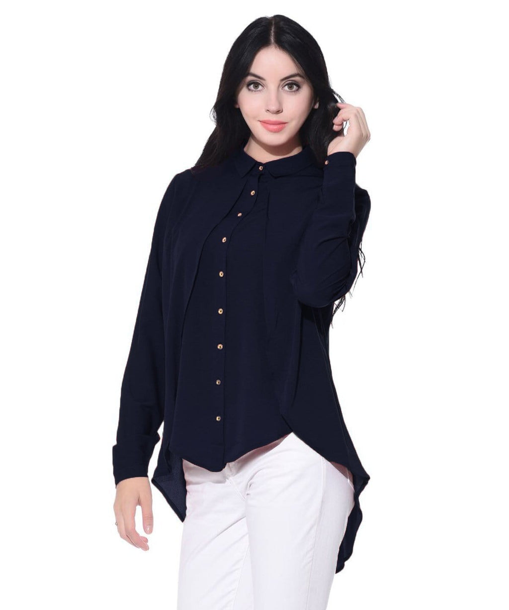 Ruffle Overlay Crepe Shirt - Pinkkup