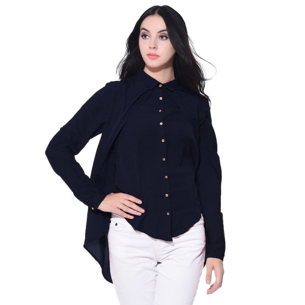 Ruffle Overlay Crepe Shirt