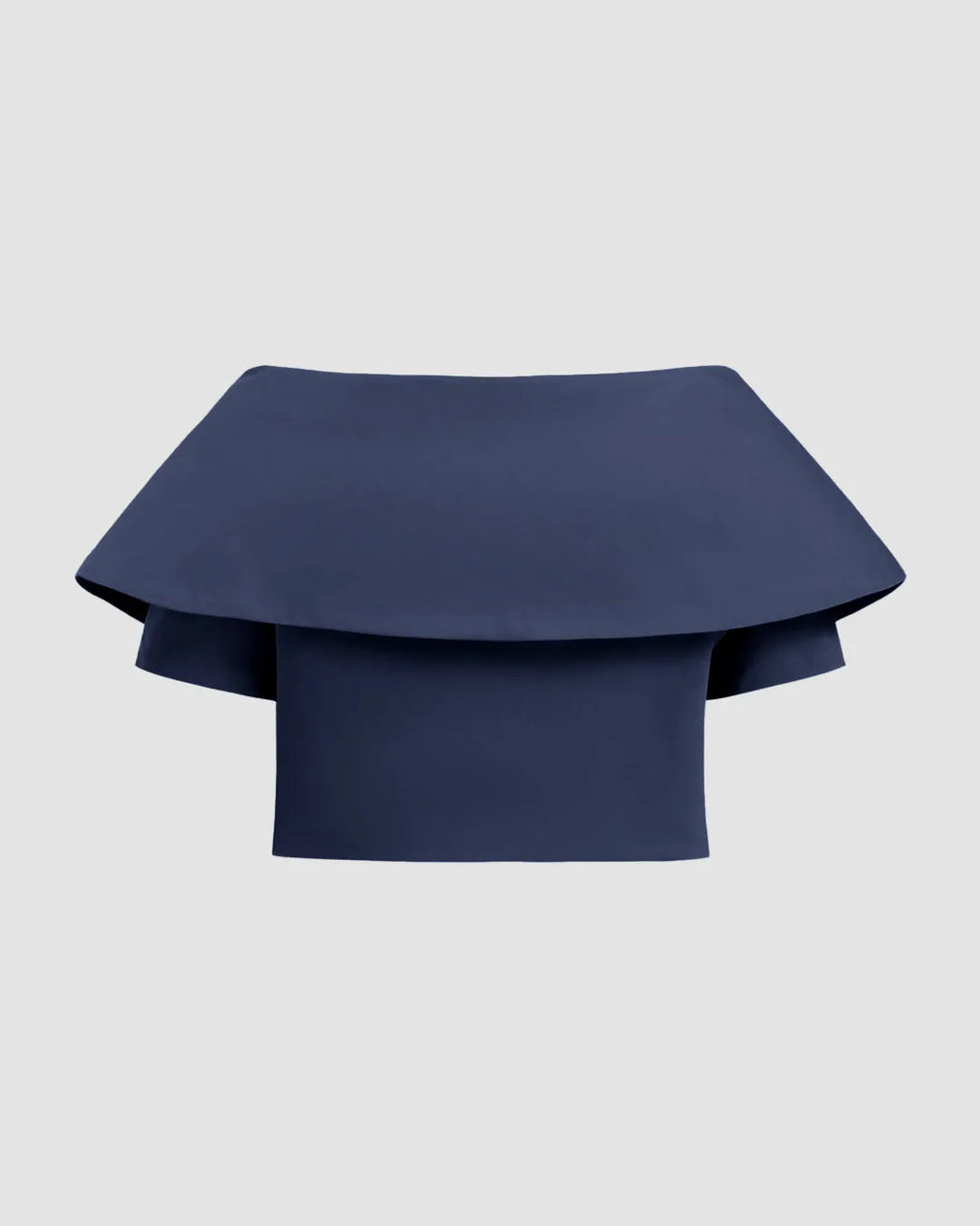 Navy Off-Shoulder Cropped Blazer Top with Button Detail