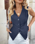 Navy Tailored Sleeveless Waistcoat for Women
