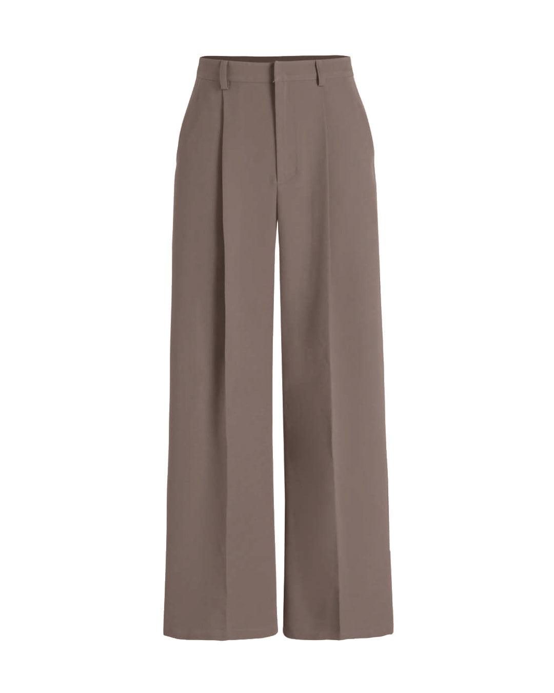 New Nostalgia Pleated Wide Leg Tailored Pants In Cappucino
